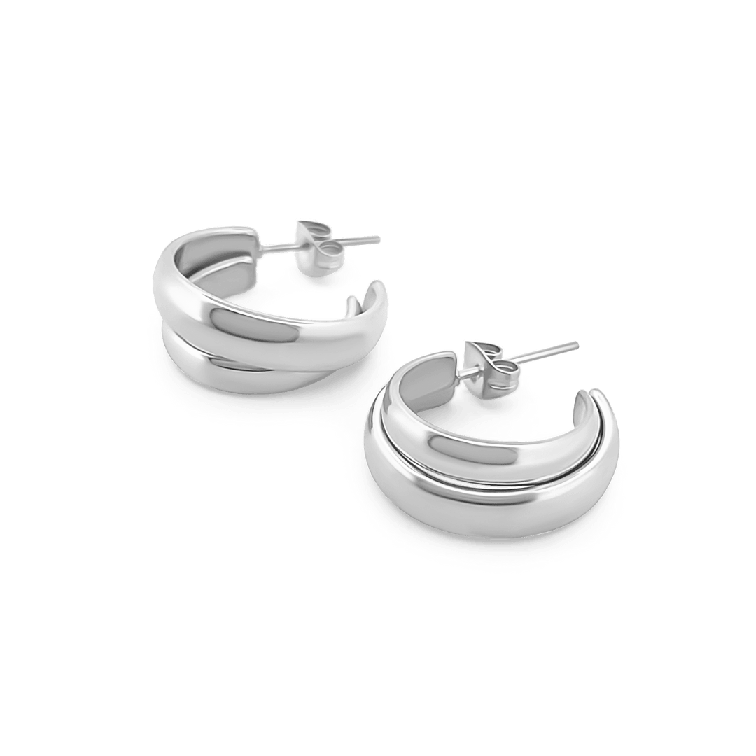 Double Hoop Earrings Earrings IceLink-BL Stainless Steel  